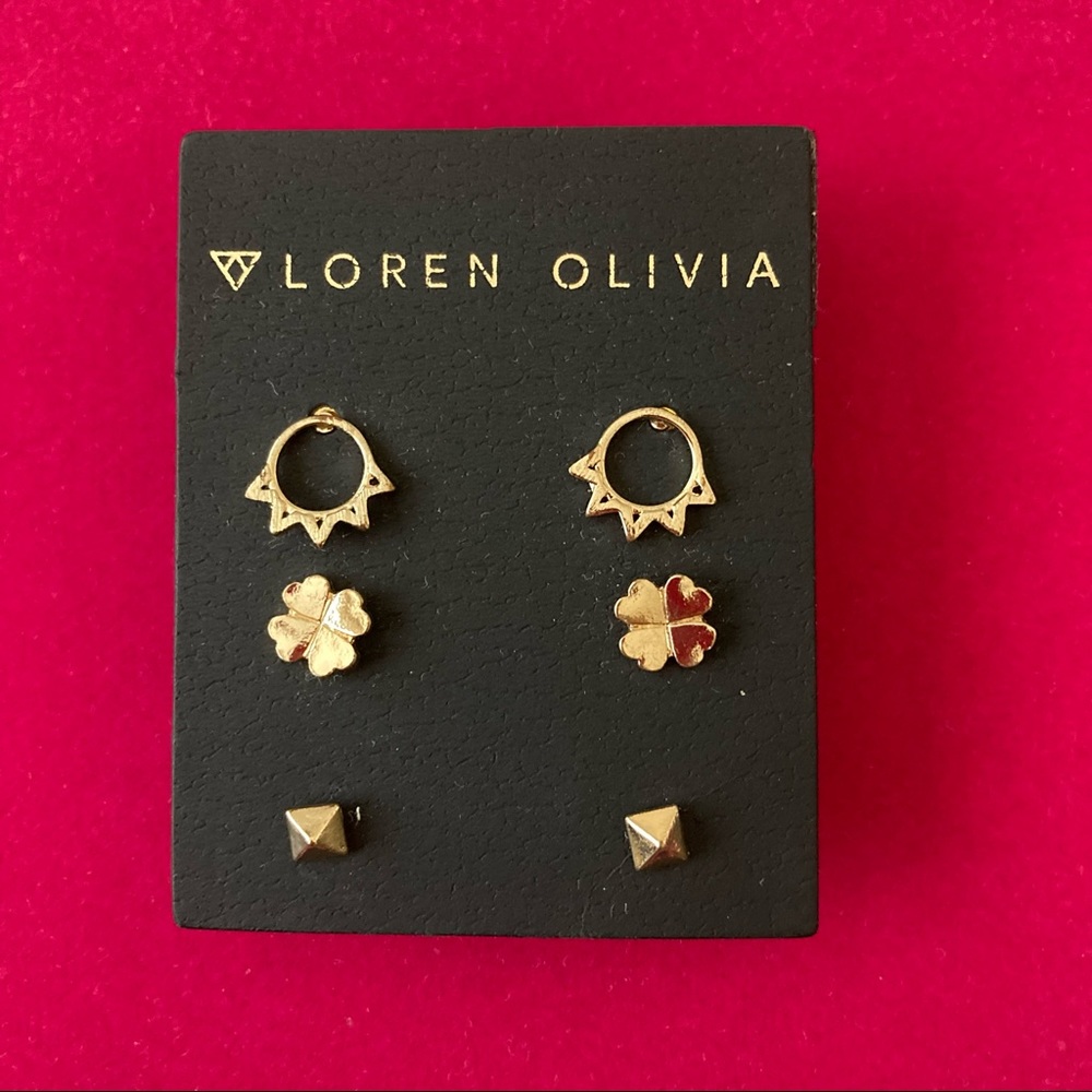 Loren Olivia Earrings | |Three Pairs | Gold Tone | NWT